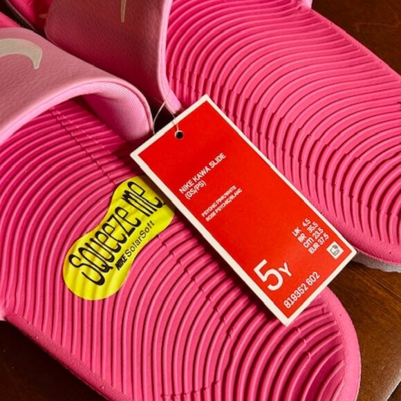 NWT - Girl's Nike Kawa Slides - Pink, Size 5Y - Picture 4 of 10